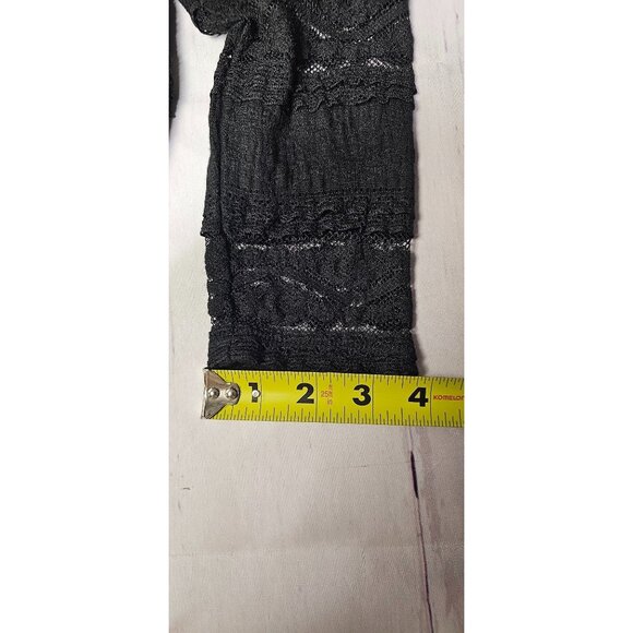 EXPRESS S BLACK FLORAL LACE SEMI SHEER LONG SLEEVE BLOUSE TOP - Picture 6 of 12